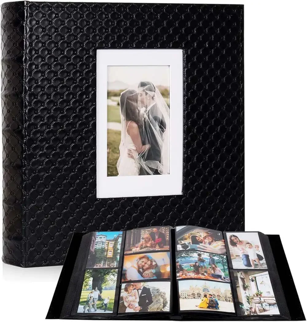 Photo Album 4X6 Leather Cover Large Capacity 600 Pockets Wedding Anniversary
